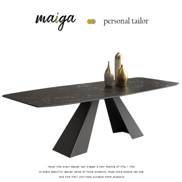 優雅內三角腳座義大利陶板餐桌｜可客製