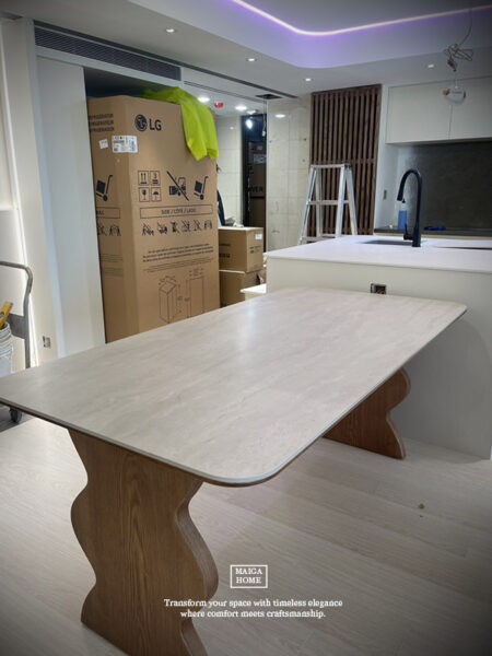 中島型岩板餐桌 岩板餐桌 北歐岩板餐桌 義大利陶板餐桌 陶板圓桌 德利豐岩板 岩板餐桌客製化 岩板餐桌 渼佳居家