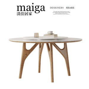 侘寂風Y字。岩板圓桌｜可客製化