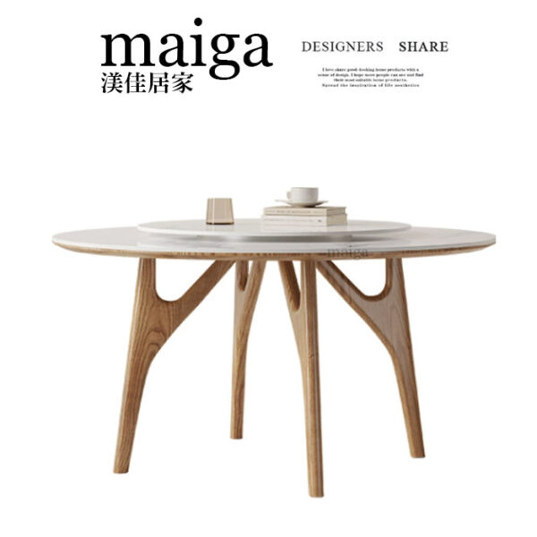 侘寂風Y字。岩板圓桌｜可客製化