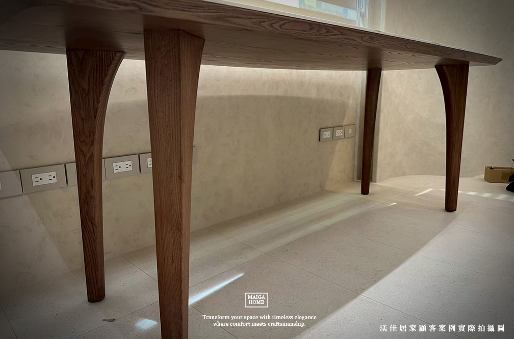 北歐風岩板餐桌-桌腳上漆細節